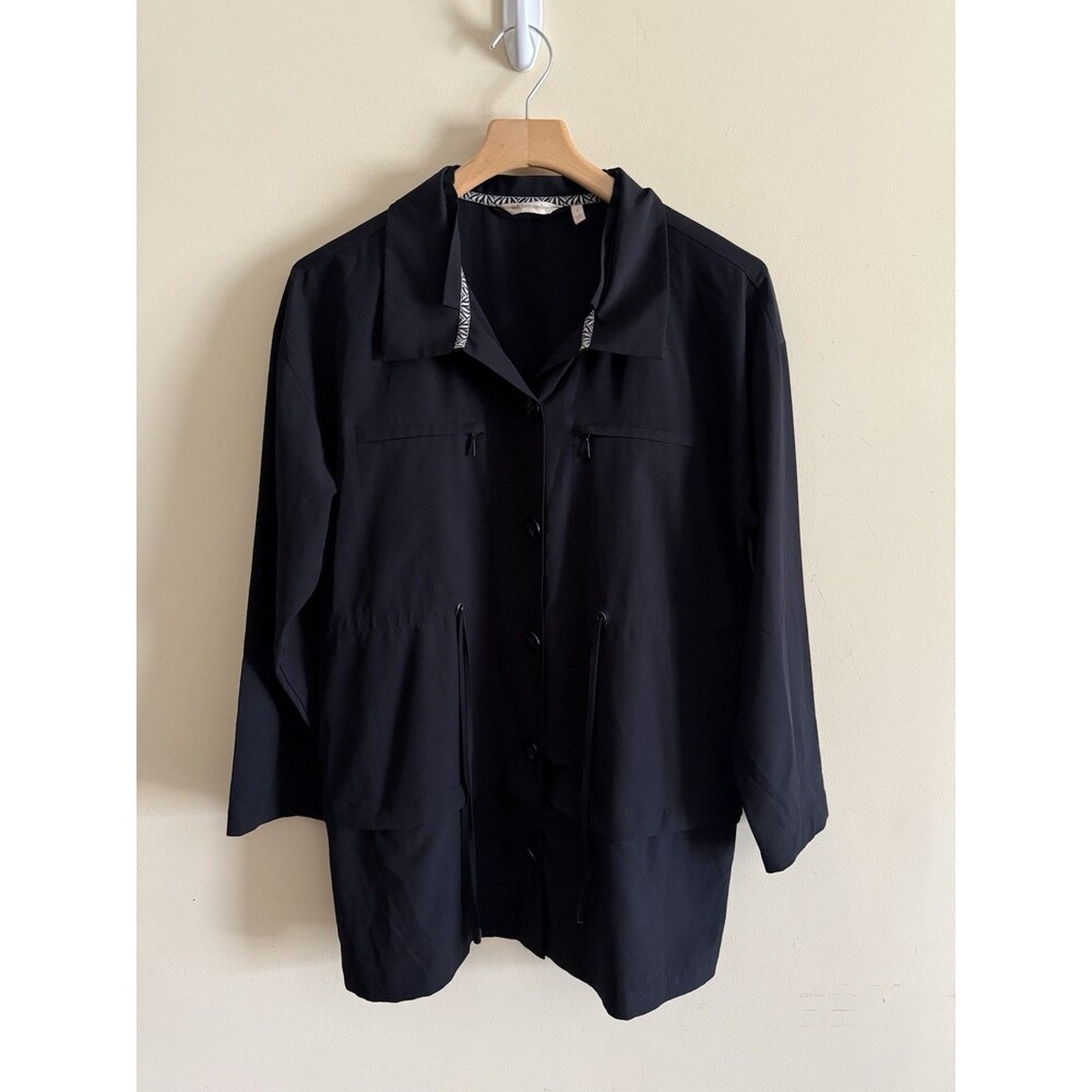 Soft Surroundings Lightweight Jacket Black Long Sleeve Expanded Hem Size‎ Large